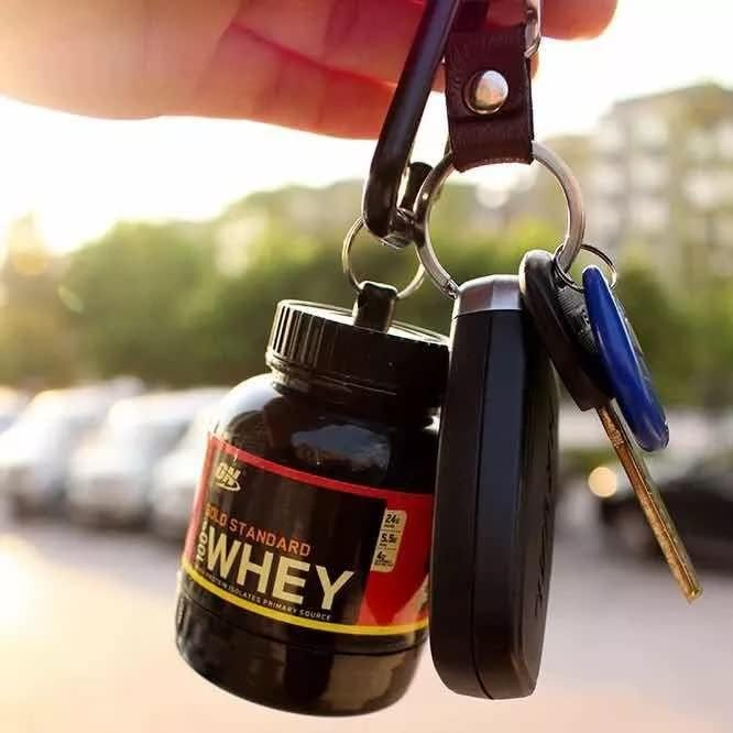 Protein Powder Container – Portable 30ml Supplement Dispenser with Keychain | Easy-to-Use for Gym, Fitness & Travel