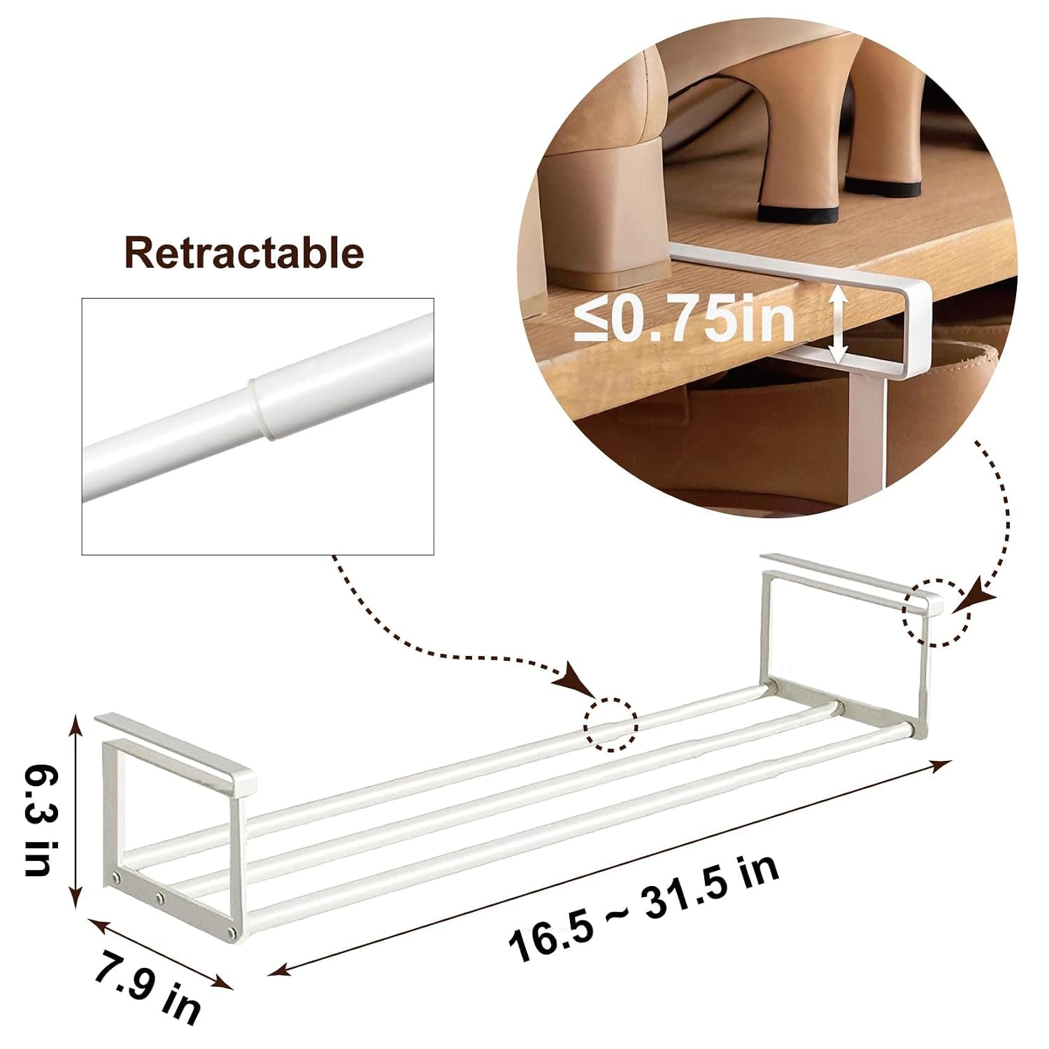 Expandable Shoe Rack Organizer - Adjustable Shoe Rack & Under Cabinet Shelf
