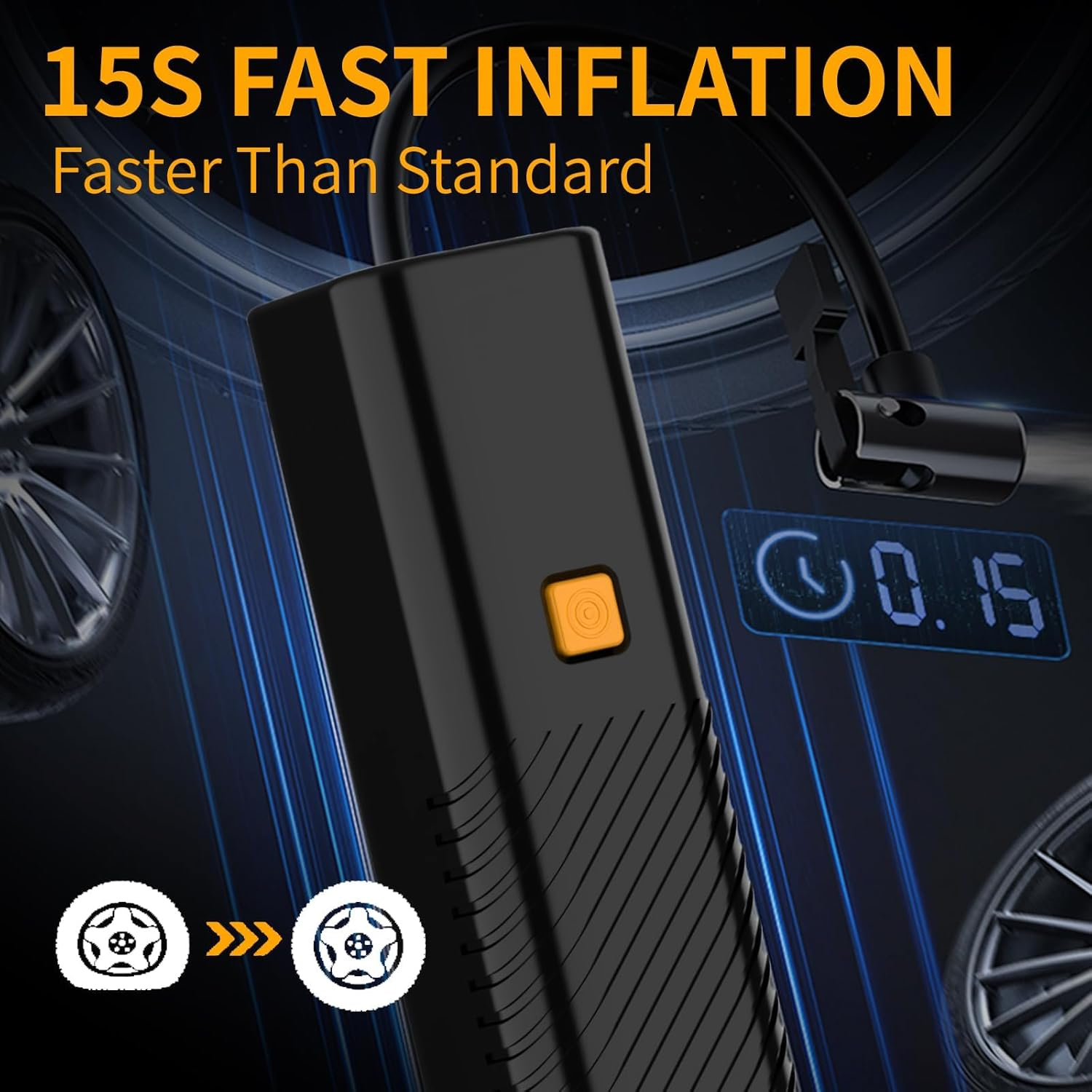 Tire Inflator Portable Air Compressor - Air Pump for Car Tires with Tire Pressure Gauge MK-322