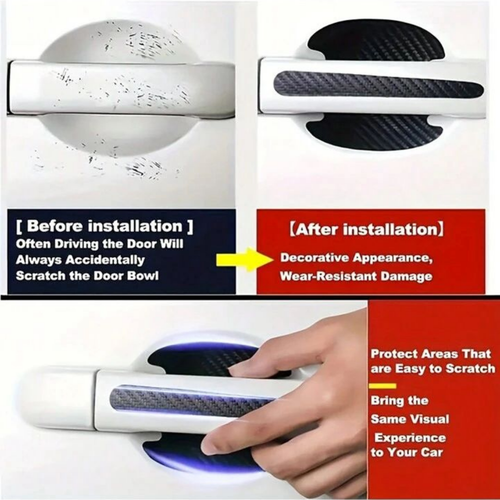 8PCS/SET Carbon Fiber Car Door Handle Protector Cover Inner Bowl Anti Scratch Sticker