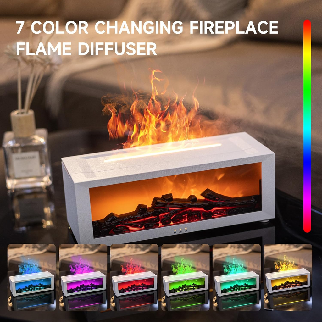 Flame Fire place Diffuser, Vintage Fireplace Aromatherapy Diffuser Humidifier