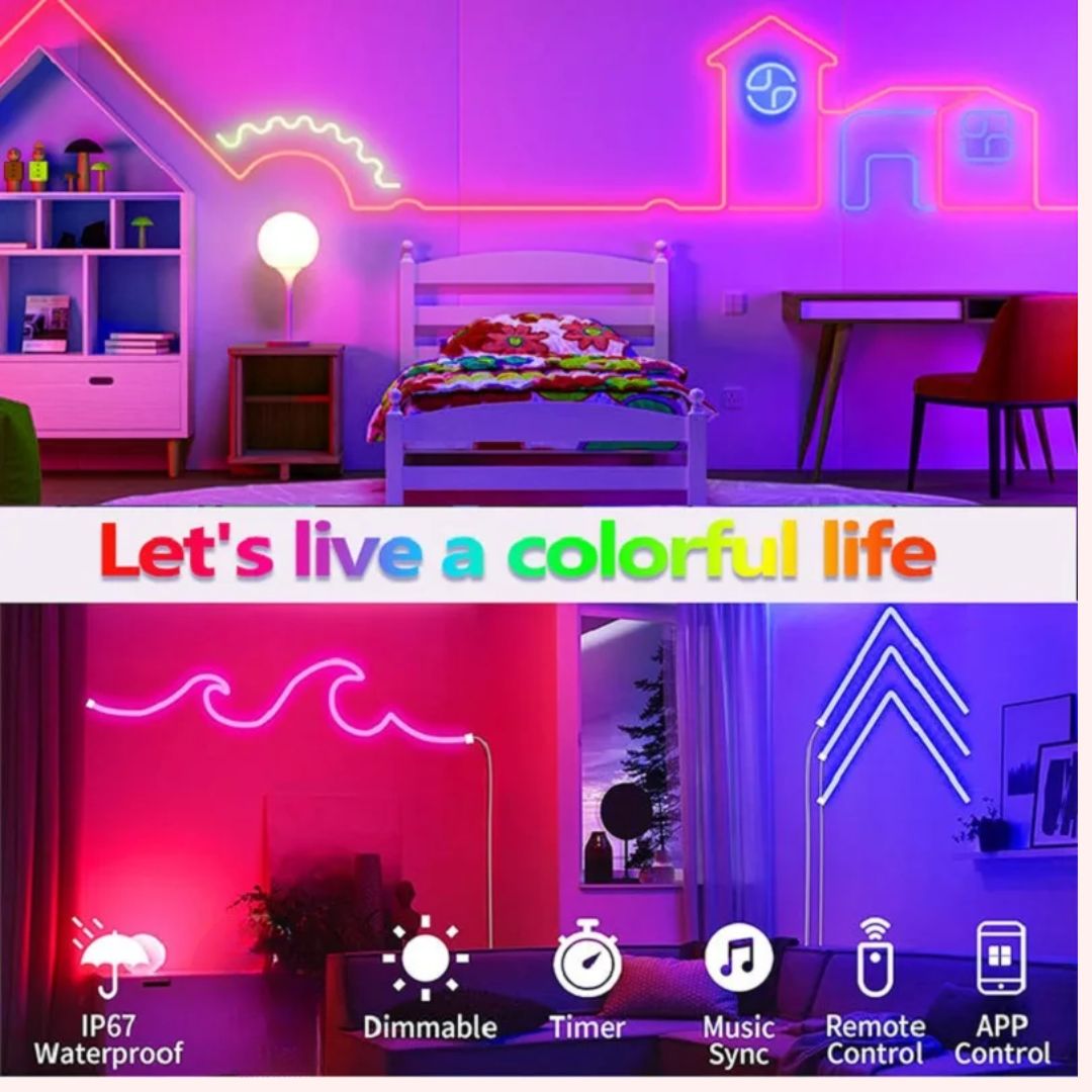 LED Strip Lights Neon Rope Light with Music Sync RGBIC 5M