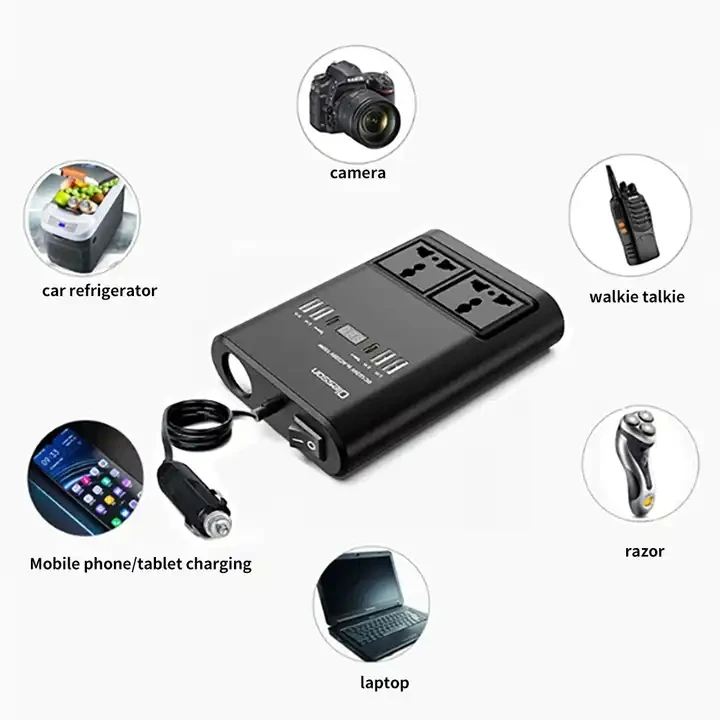150W Car Power Inverter – DC 12V/24V to AC 220V Converter for Vehicle