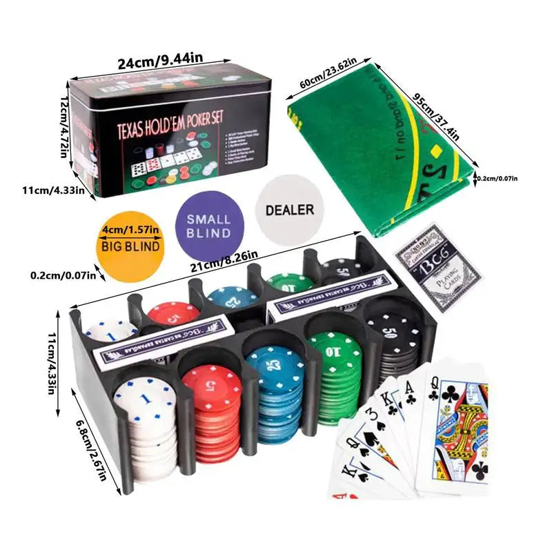 Texas hold’em poker set 200 pcs with mat