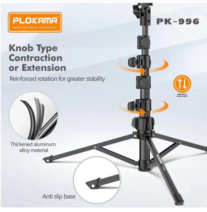 PLOKAMA PK996 Multifunctional  Bluetooth Tripod with Remote 5.5F PK996