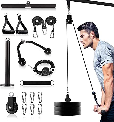 3-in-1 Adjustable Pulley Cable System – LAT Pulldown, Tricep, and Fitness Training Kit