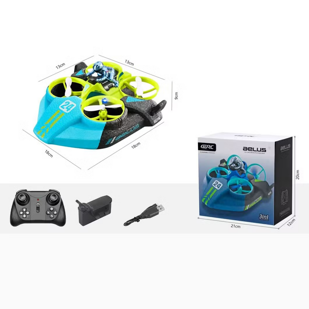RC Drone 3 in 1 Sea-Land-Air Mode Waterproof Hovercraft Toy