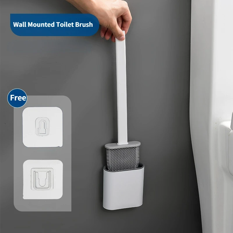 Silicone Toilet Brush Set - Bendable Deep Cleaning Feature