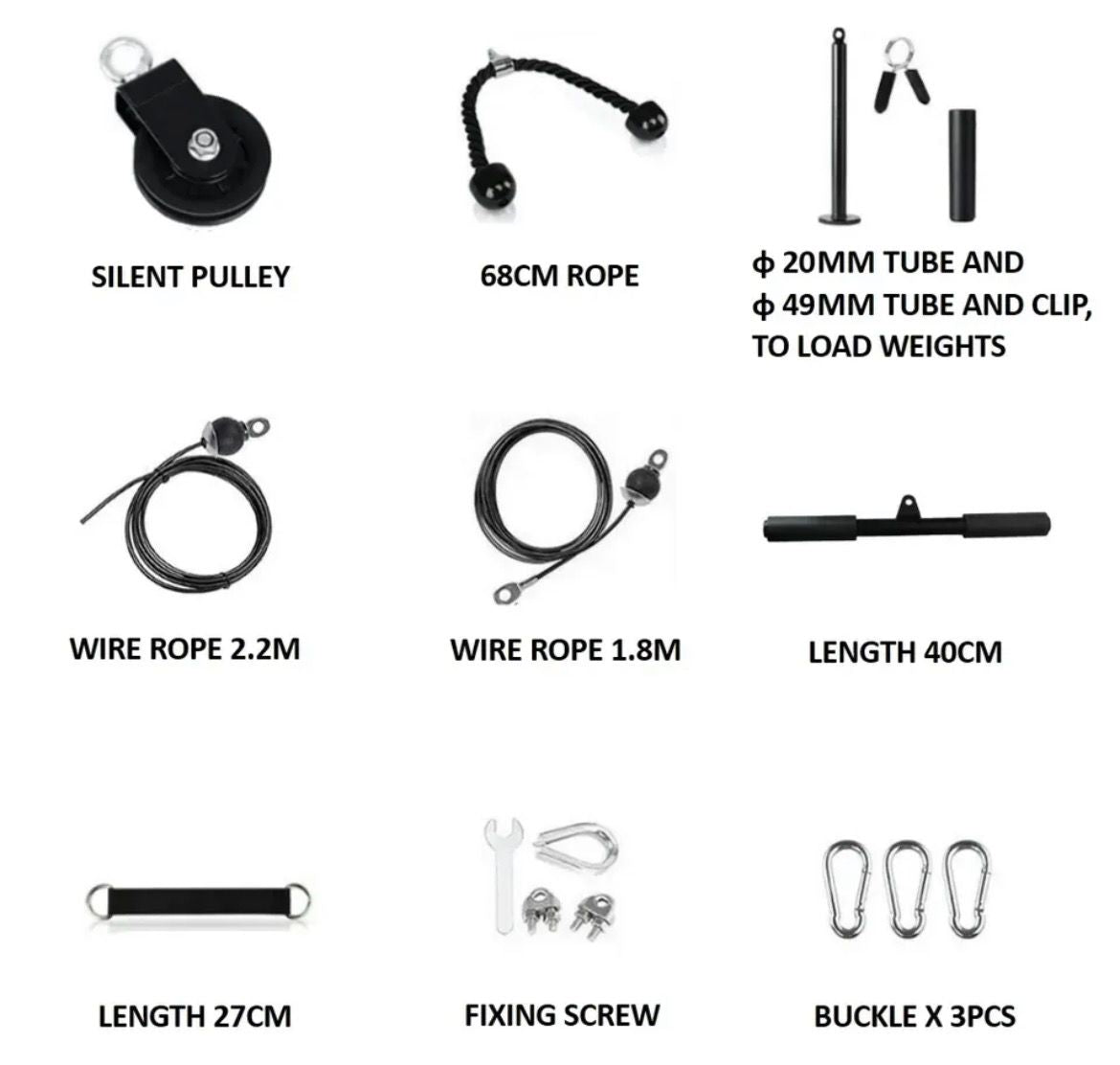 Adjustable Pulley Cable System – LAT Pulldown, Tricep, and Fitness Training Kit