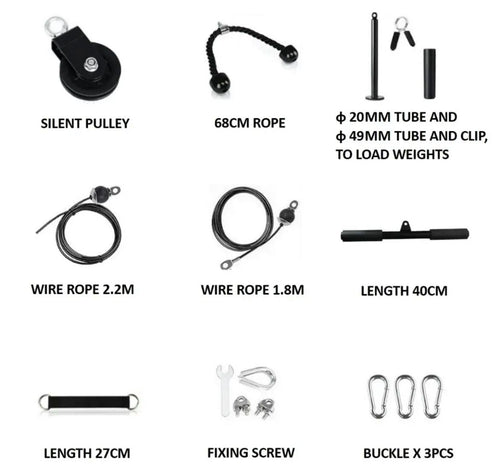 Adjustable Pulley Cable System – LAT Pulldown, Tricep, and Fitness Training Kit