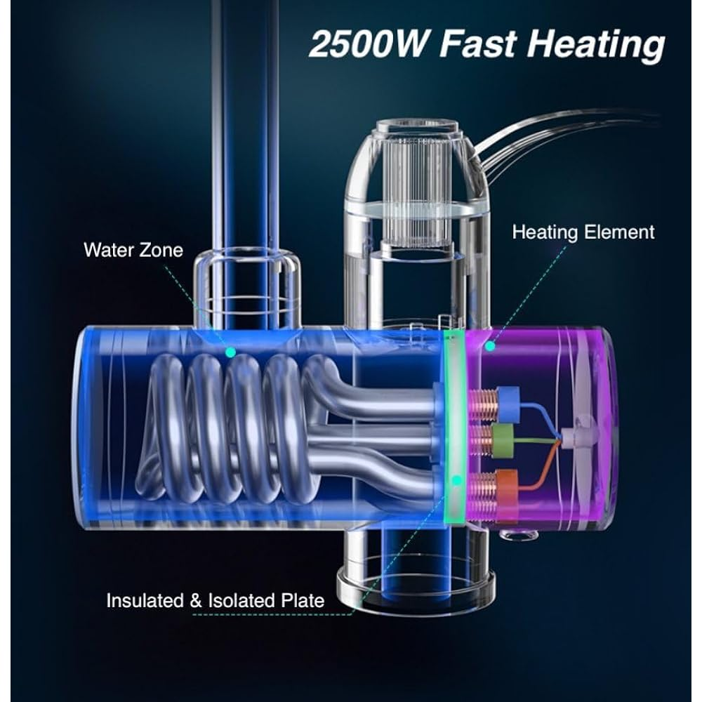 360° Rotating Electric Shower Water Heater Instant Hot Water Faucet with LED Display
