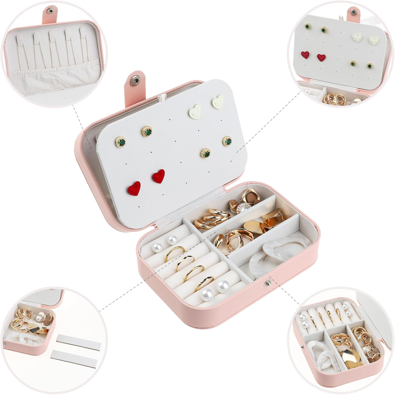 Portable PU Leather Jewelry Case Organizer Storage Display Holder