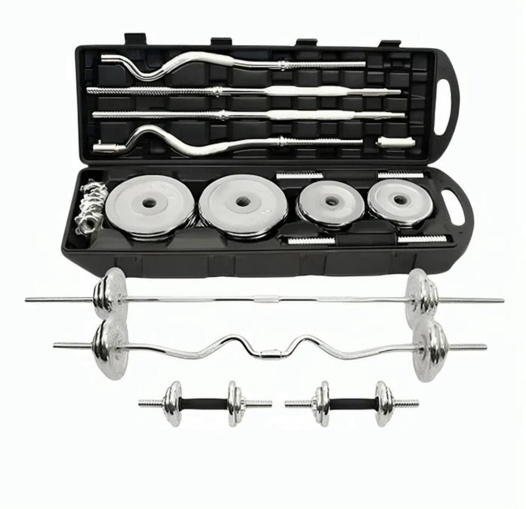 55kg Adjustable Dumbbell, Barbell ; EZ Curl Set – 3-in-1 Strength Kit