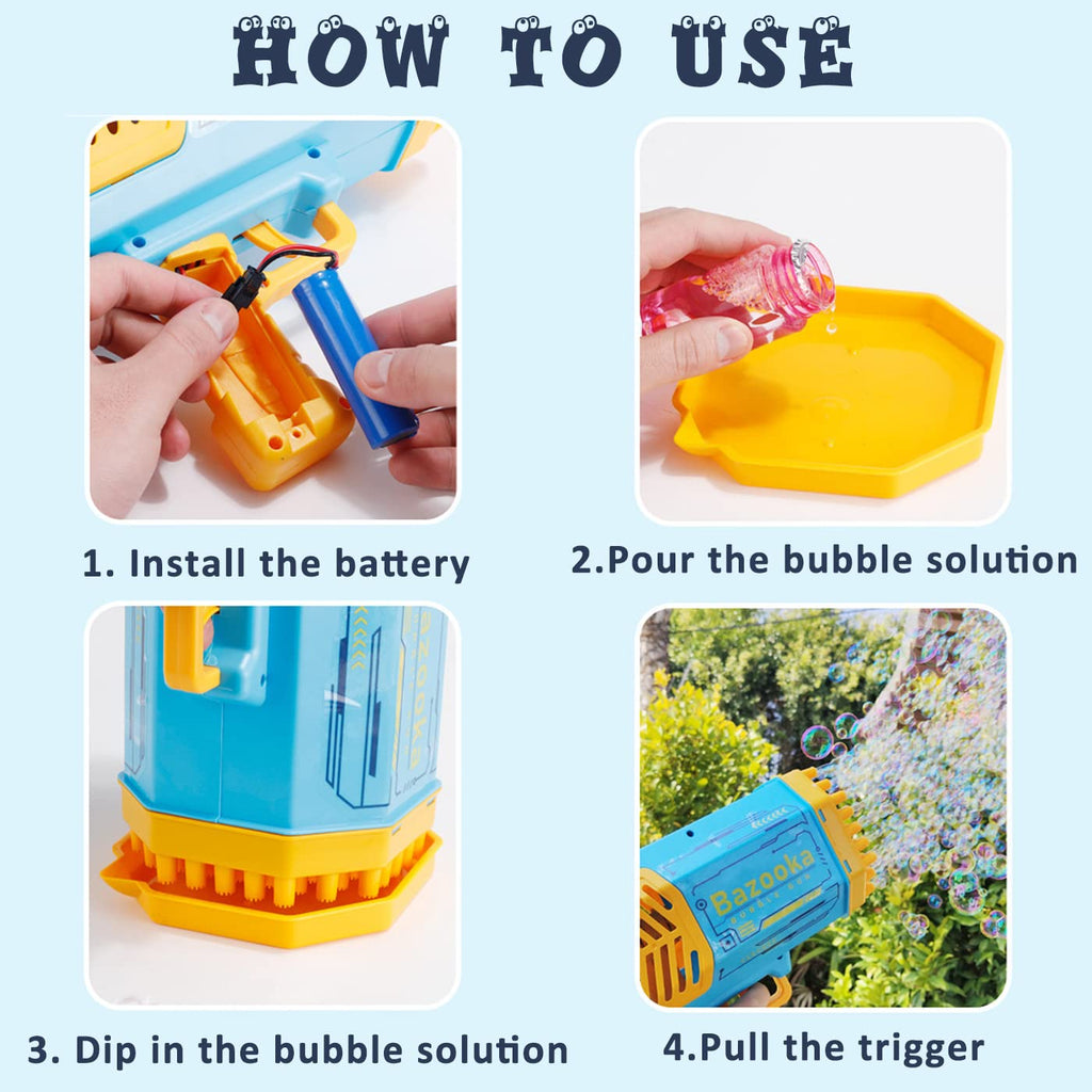 Bubble Gun 88 Holes With Light Rechargeable